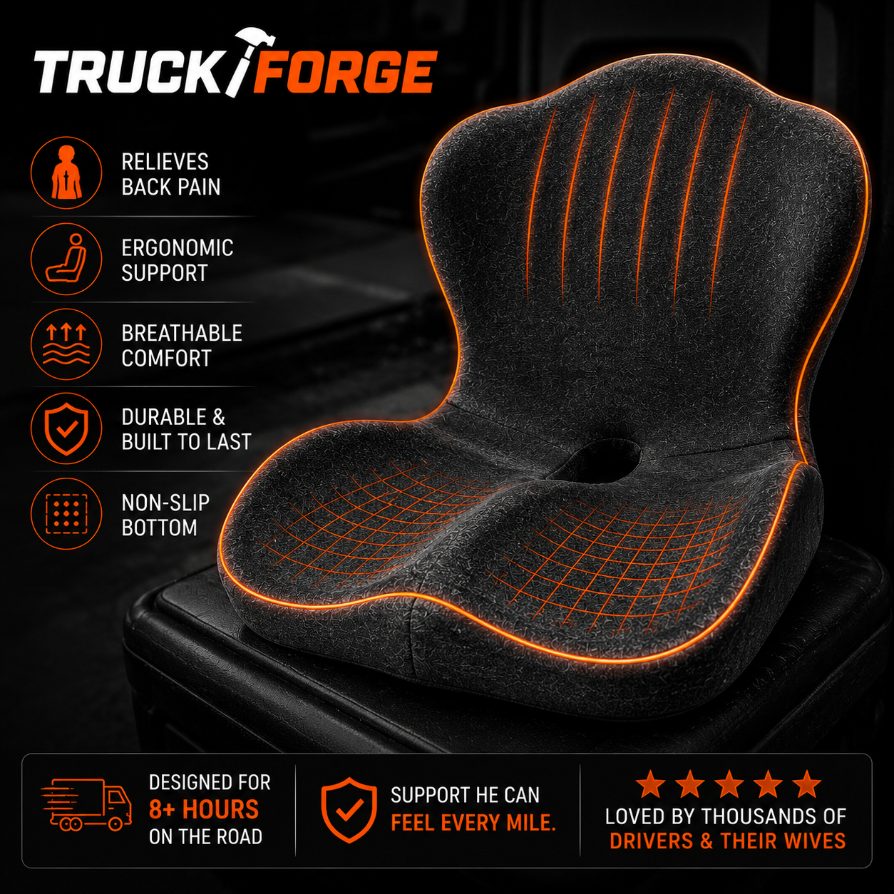 TruckForge LongHaul™ Seat Cushion