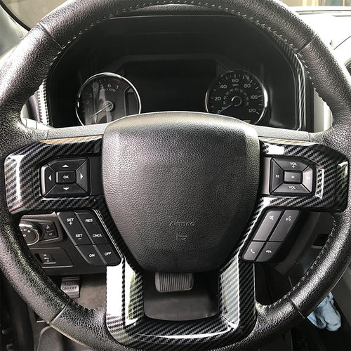 Keptrim for F-150 ABS Carbon Fiber Steering Wheel Cover Trim for 2015 2016 2017 2018 2019 2020 Ford F150, for 2017-2022 F250 F350, for 2018-2021 Ford Expedition