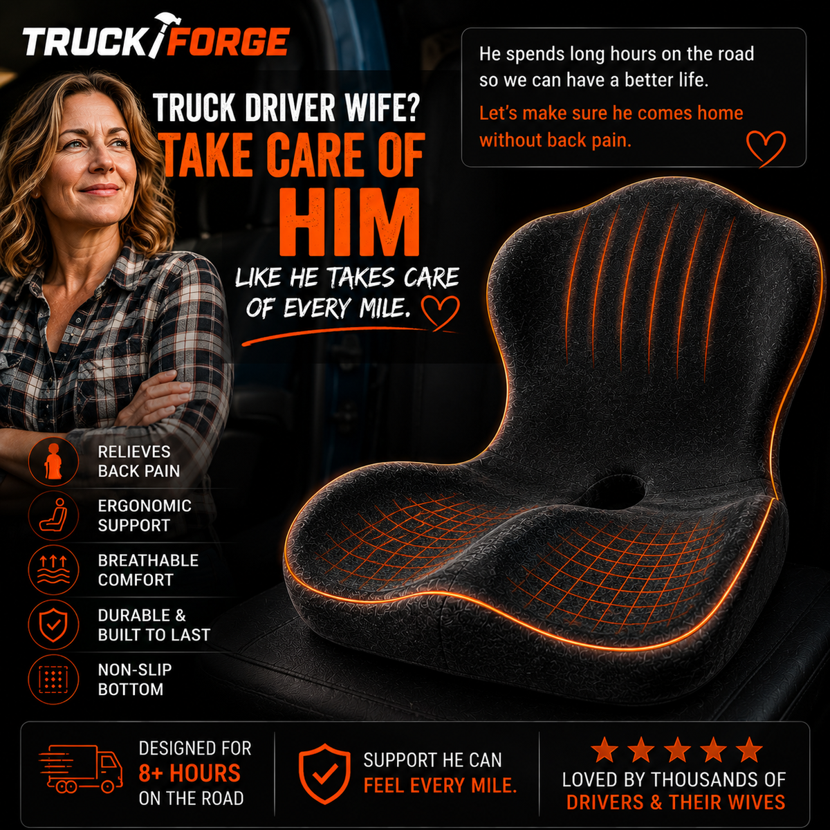 TruckForge LongHaul™ Seat Cushion