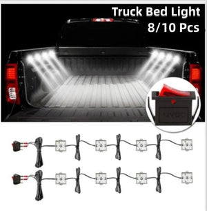 8/10Pcs Universal Truck Bed Trunk Lighting Strip 6000K White LEDs